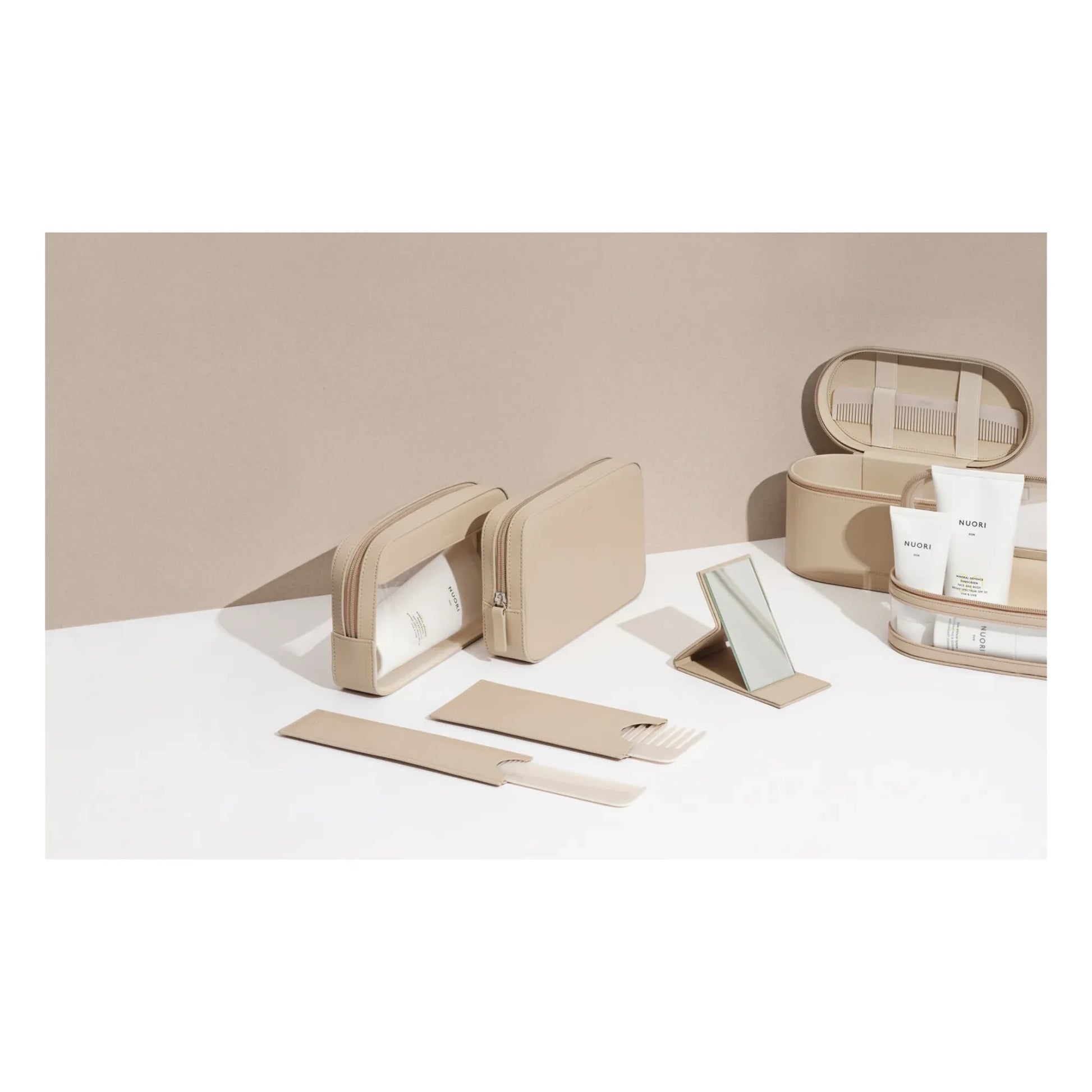 Nuori - Sideway Toiletry Bag Set | Nude