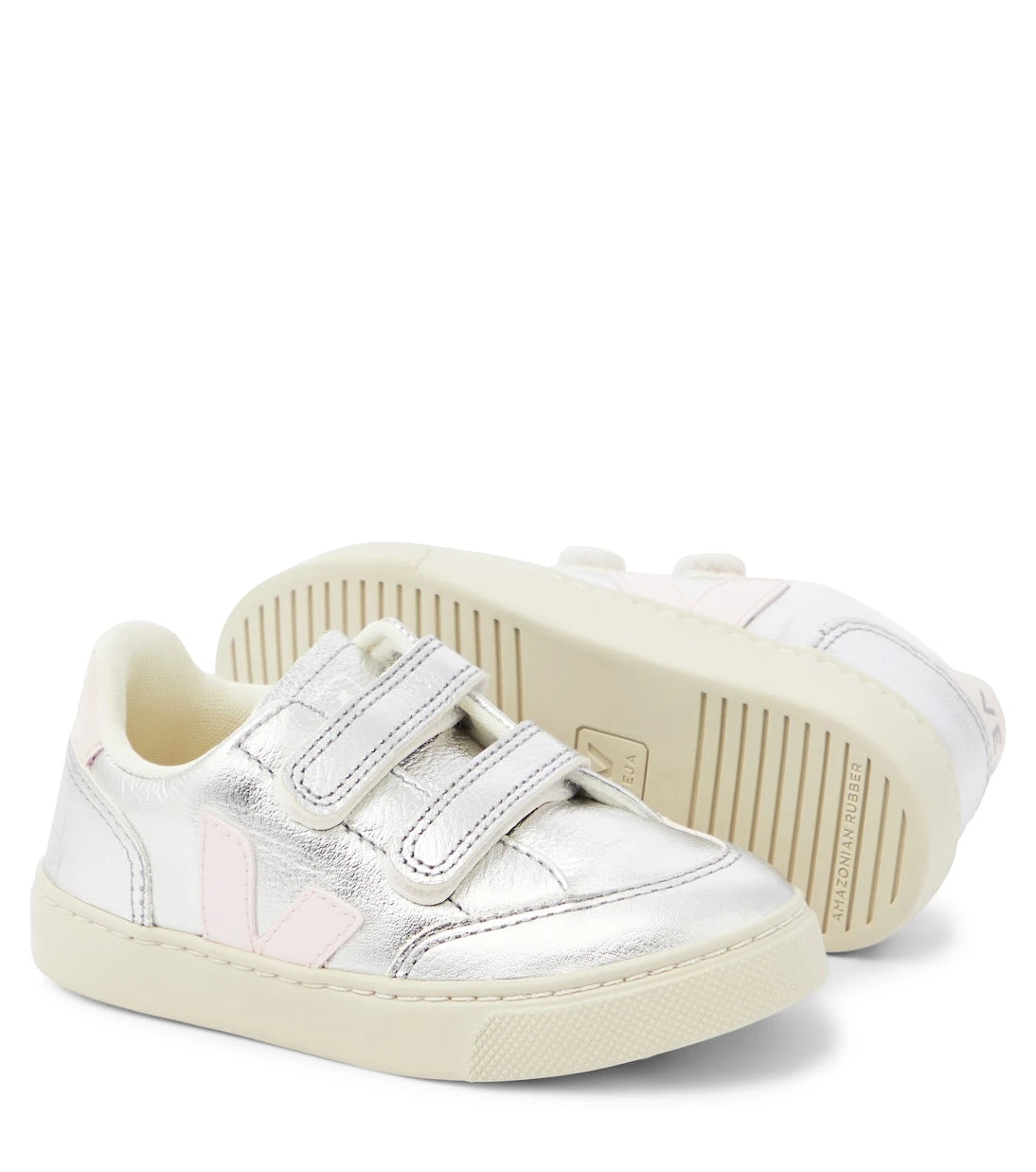 Veja Kids - V-12 metallic leather sneakers