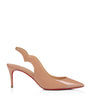 Nude Hot Chick Patent Leather Slingback Pumps 70