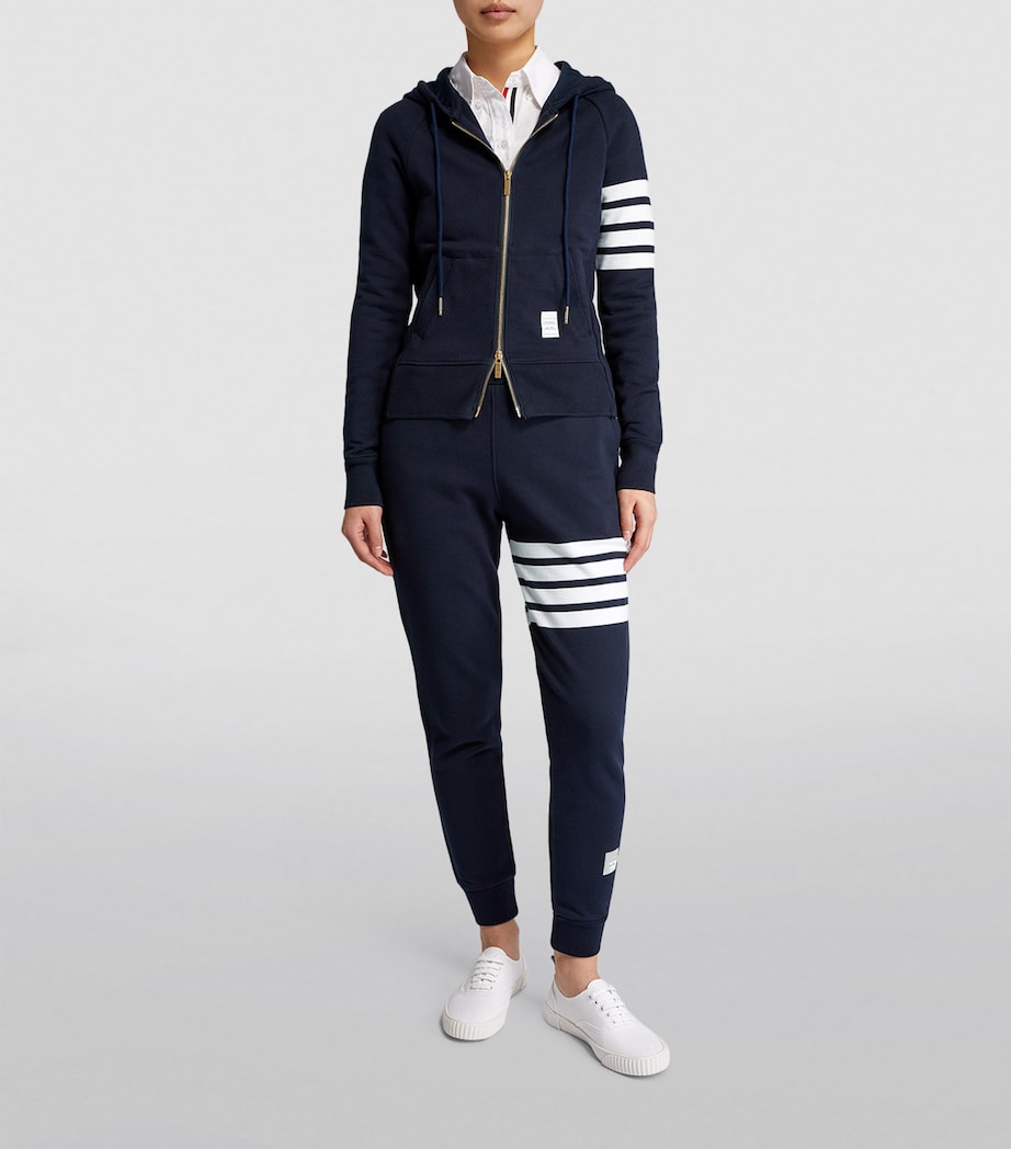 Navy 4-Bar Zip-Up Hoodie