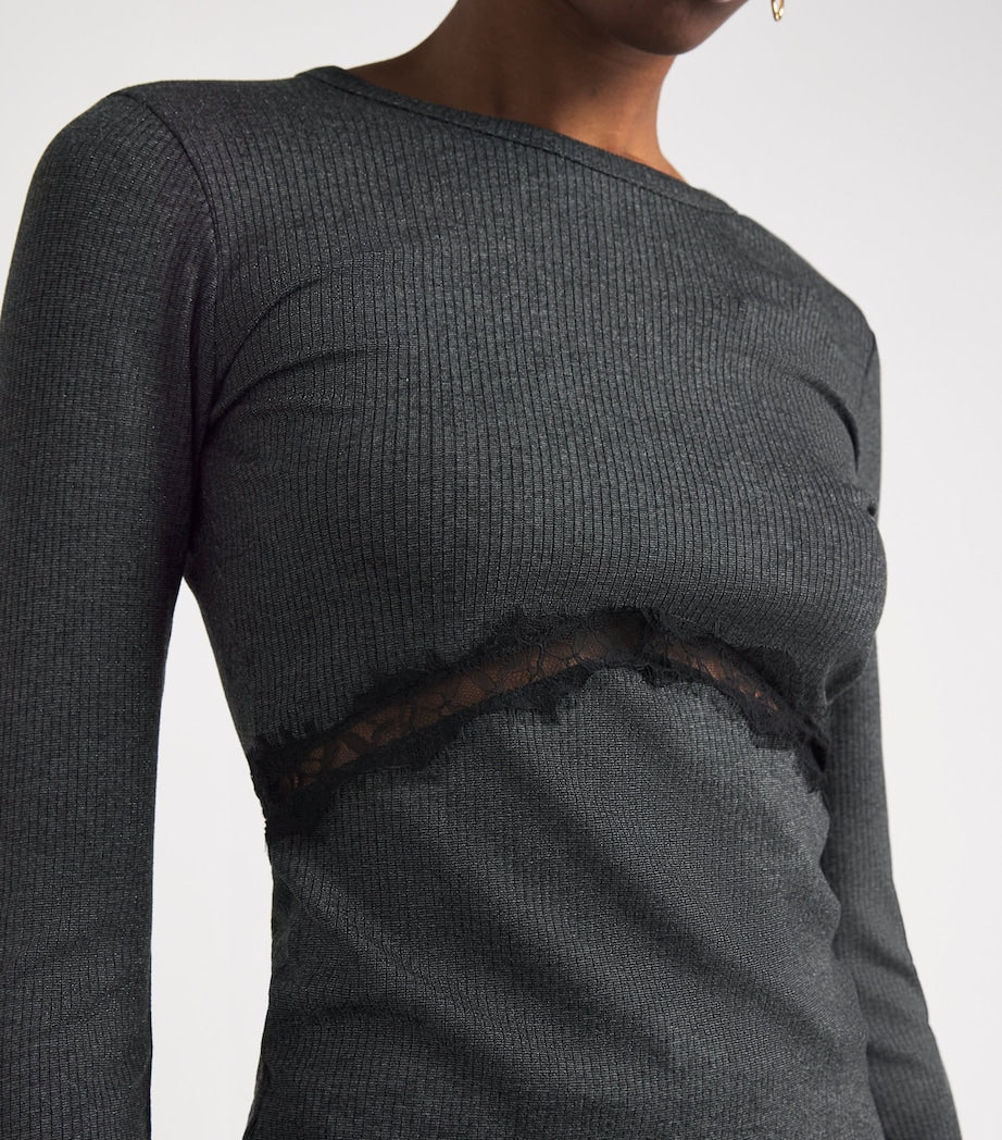 Claudie Pierlot Black Lace Open-Back Top