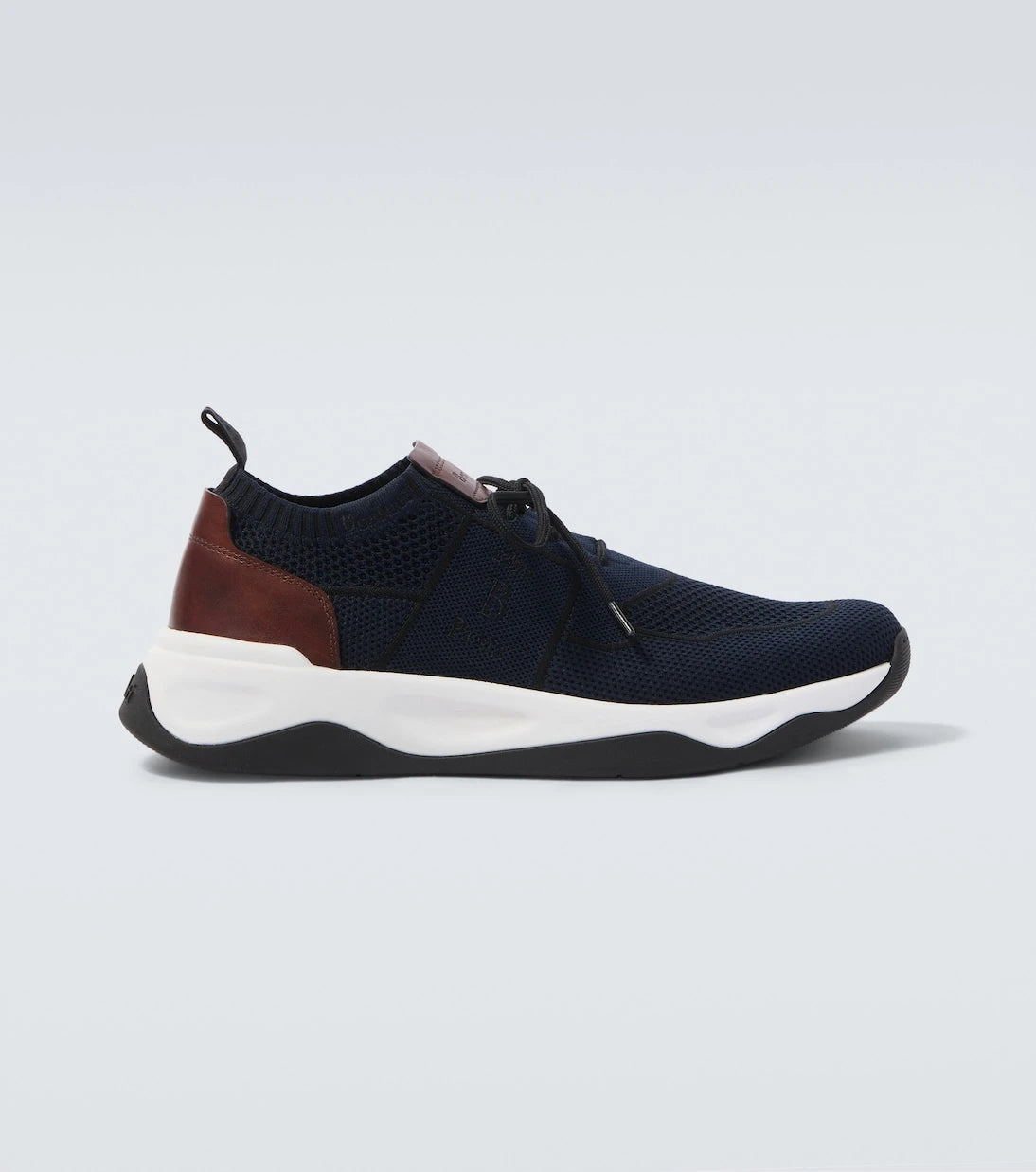 Berluti - Shadow leather-trimmed knitted sneakers