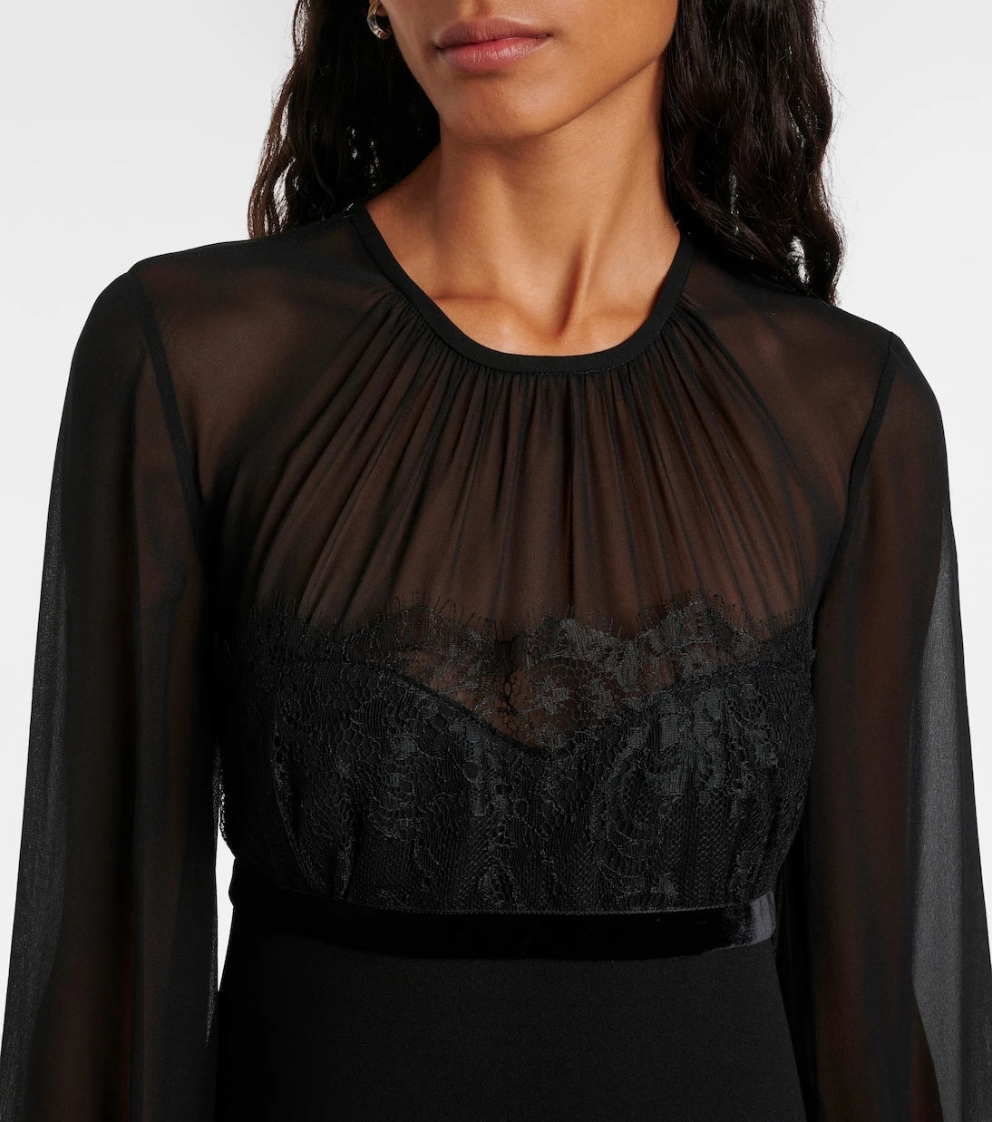 Max Mara - Jader sablé and silk georgette minidress