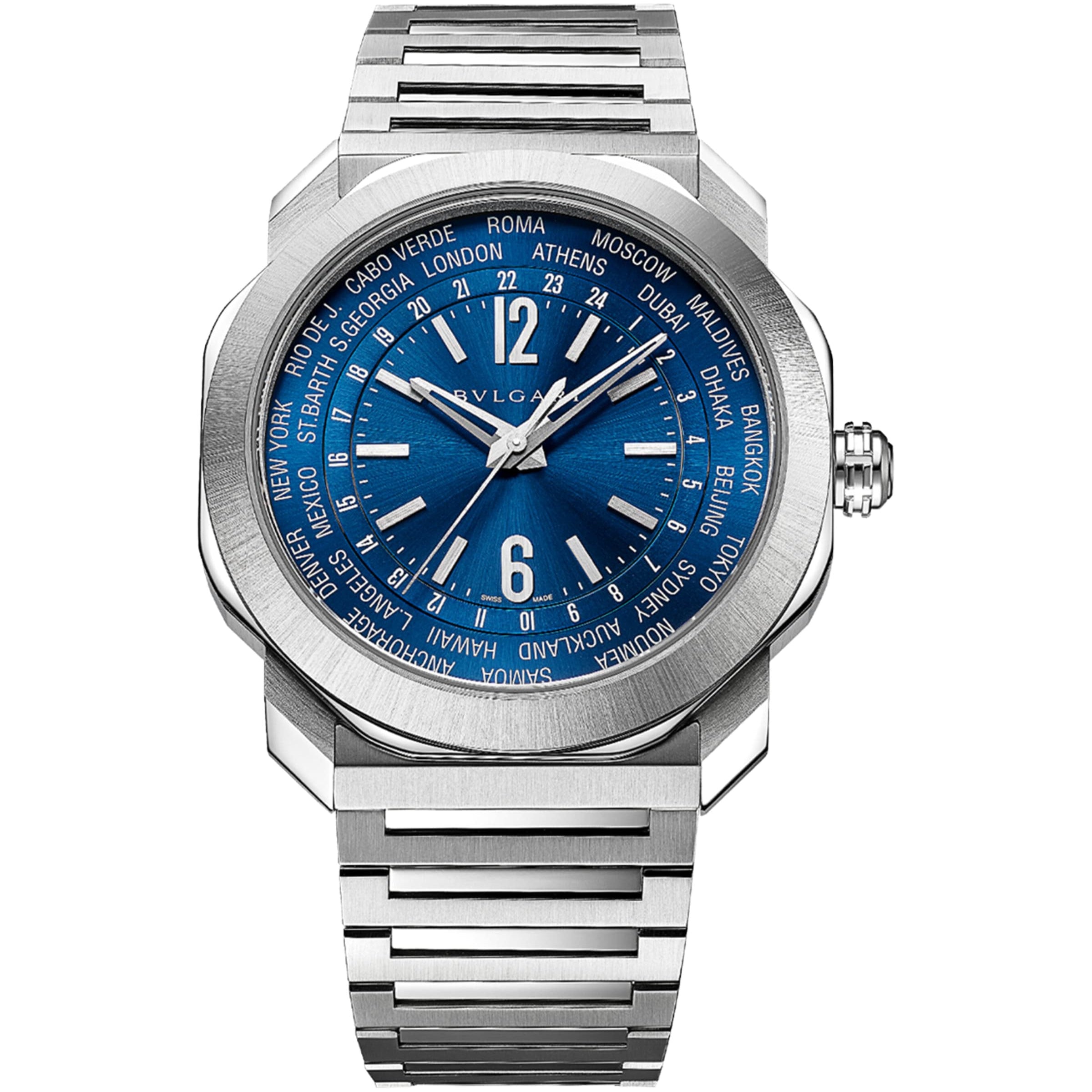 Steel Octo Roma WorldTimer Watch 41mm