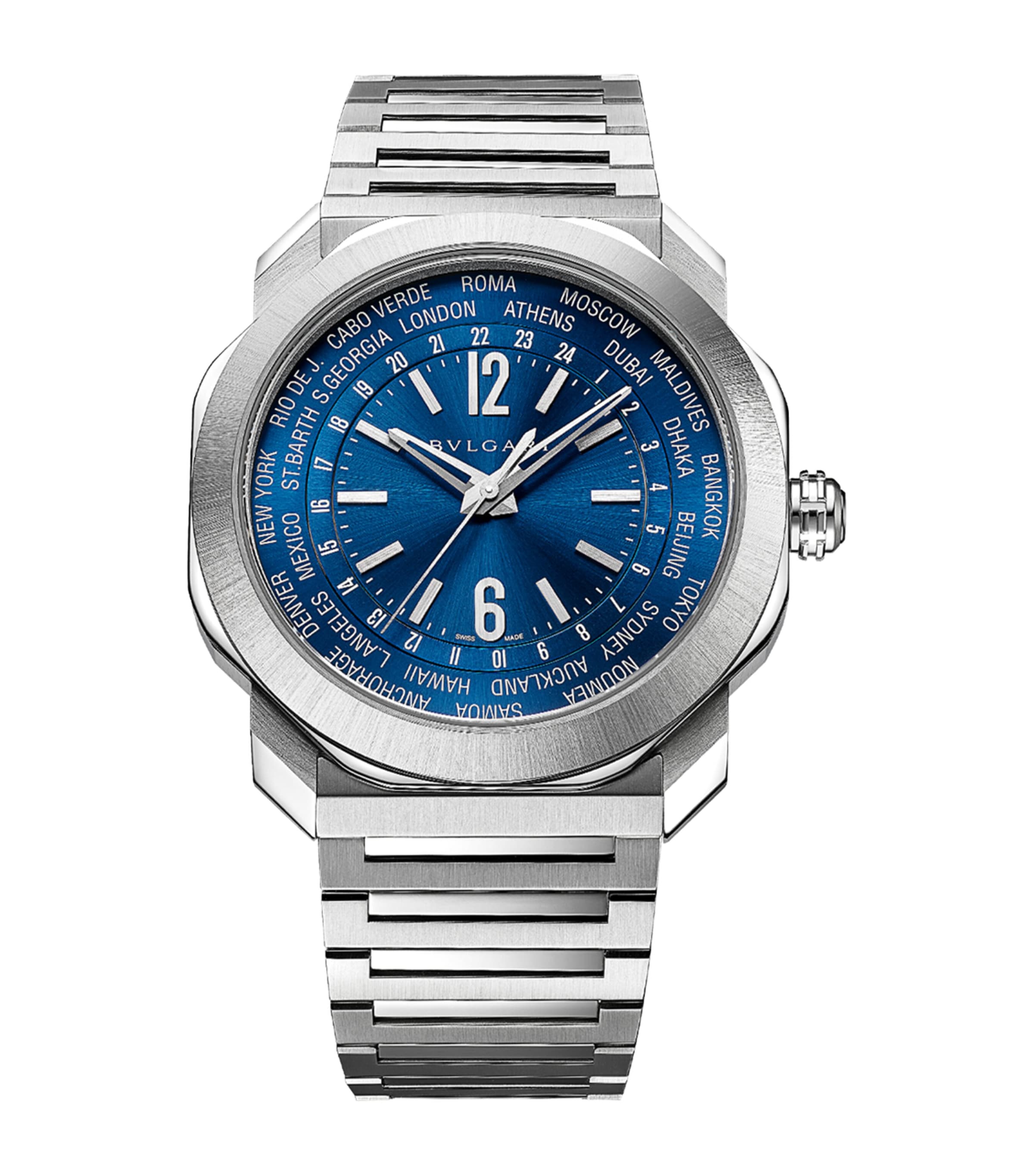 Steel Octo Roma WorldTimer Watch 41mm