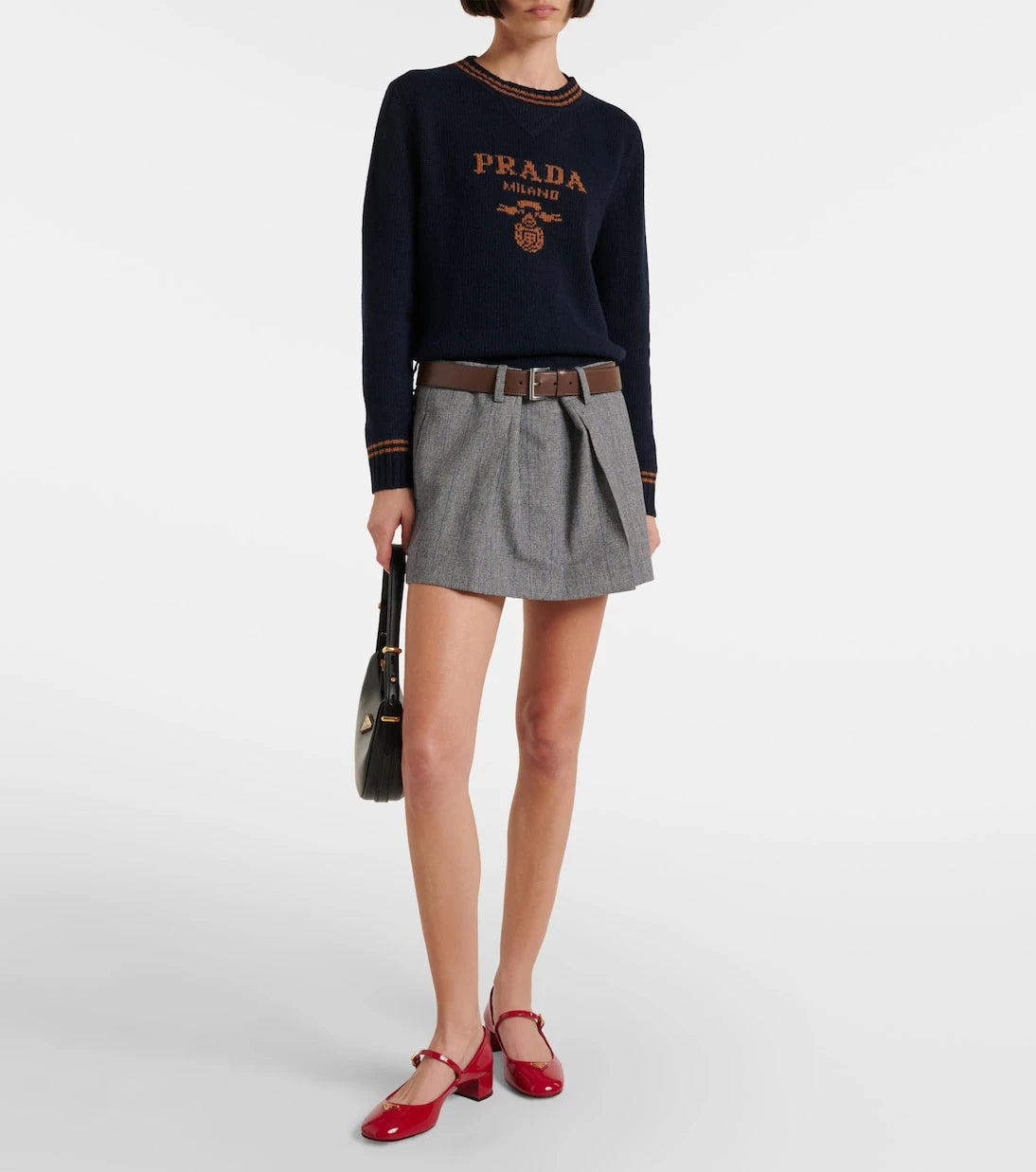 Prada - Checked wool miniskirt