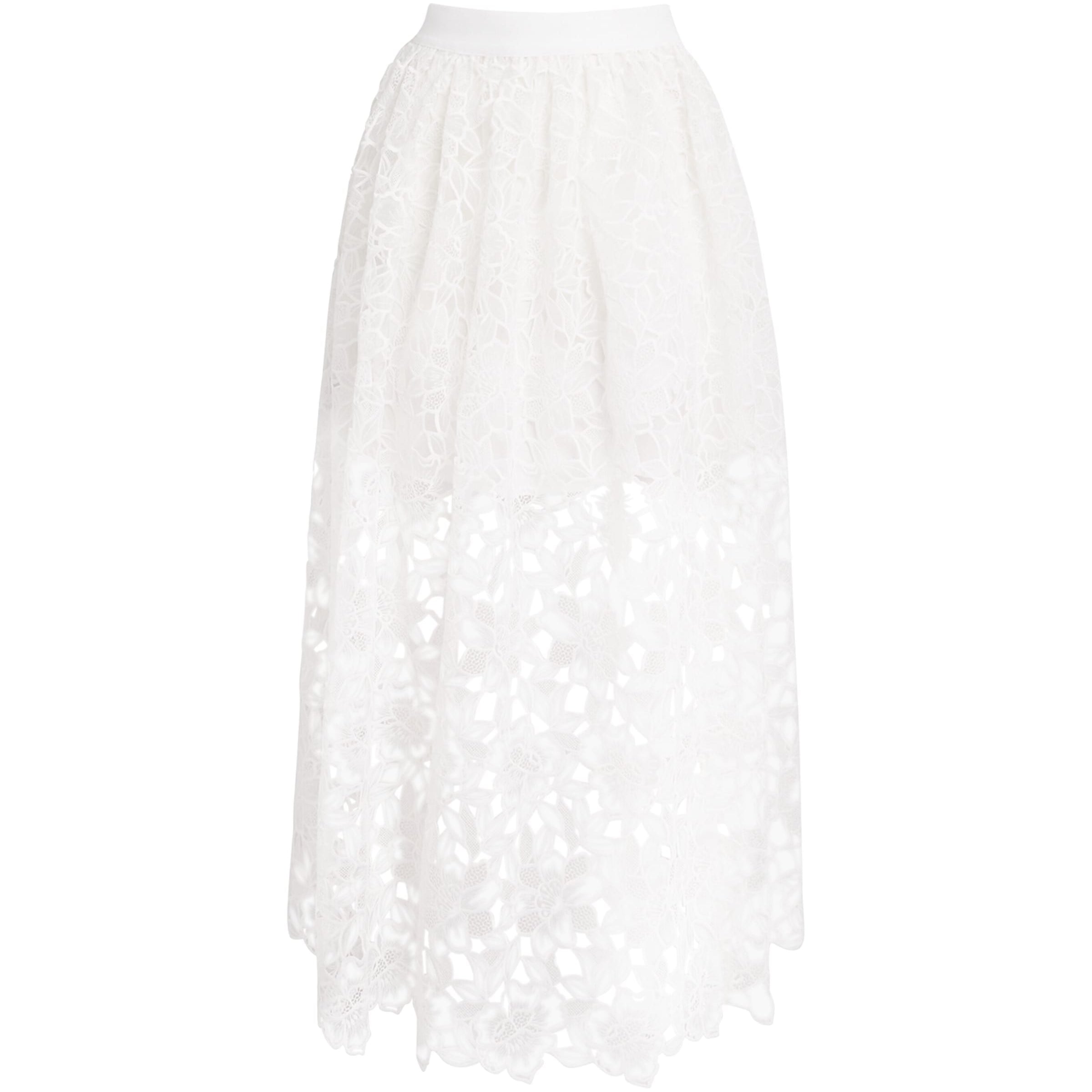 White Cotton Crochet Maxi Skirt