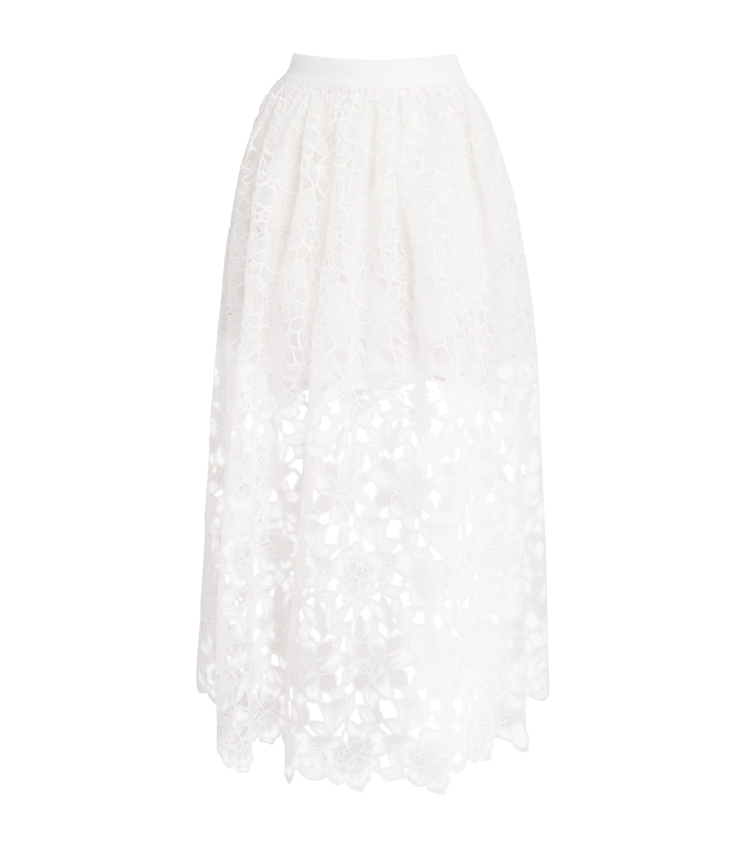 White Cotton Crochet Maxi Skirt