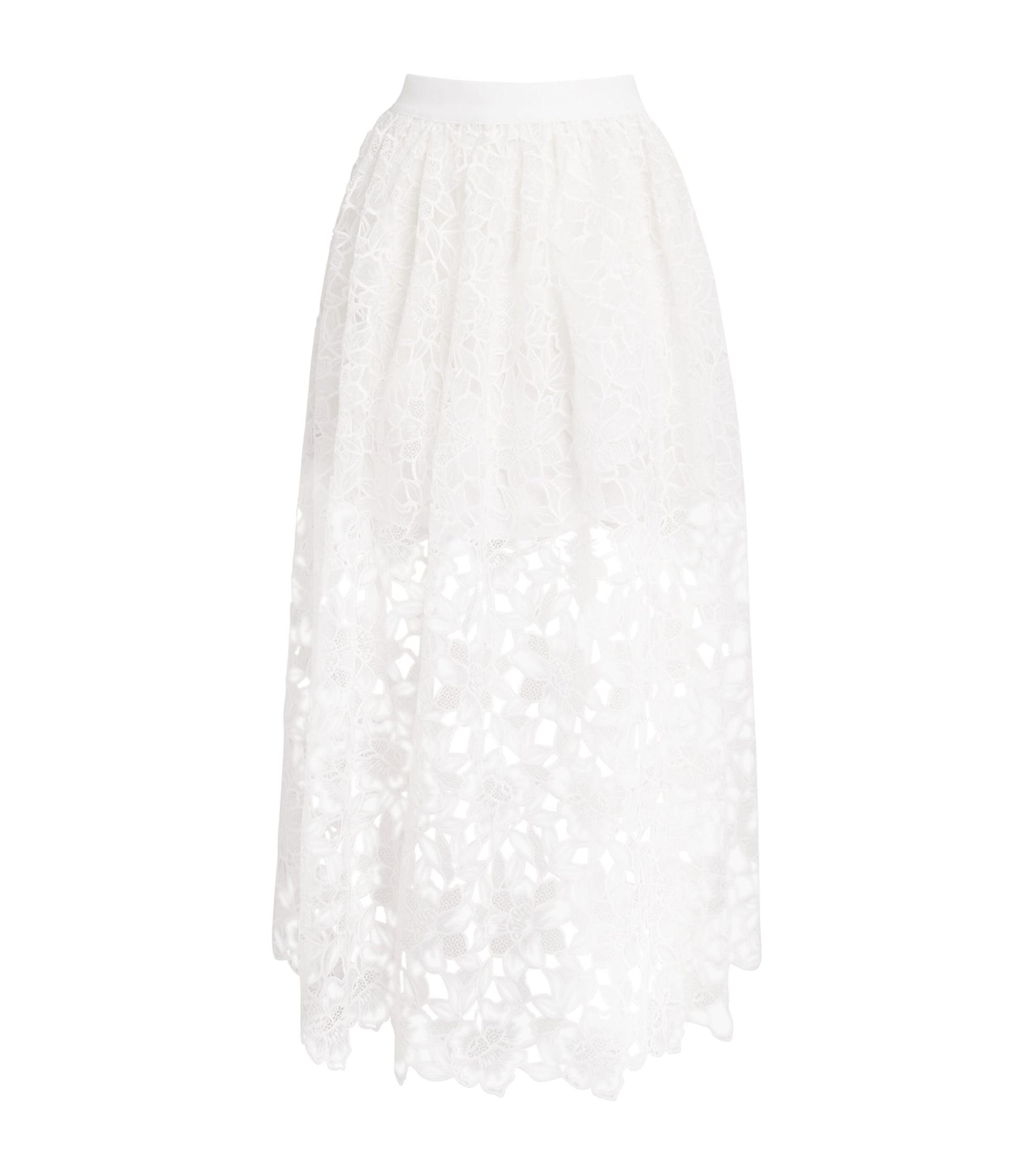White Cotton Crochet Maxi Skirt