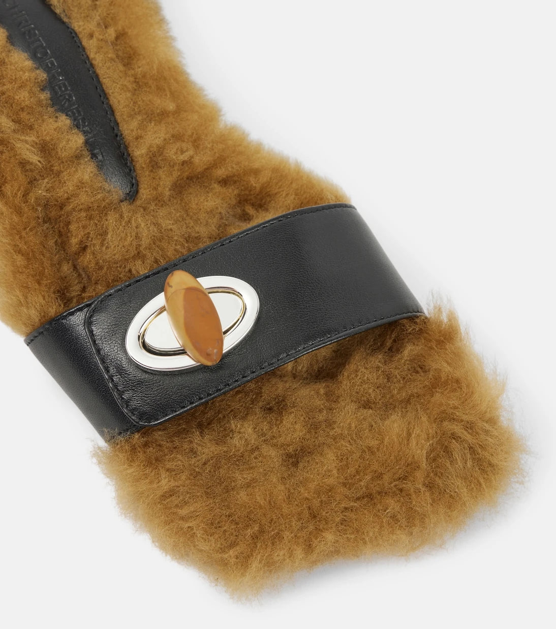 Christopher Esber - Turnlock shearling-trimmed mules