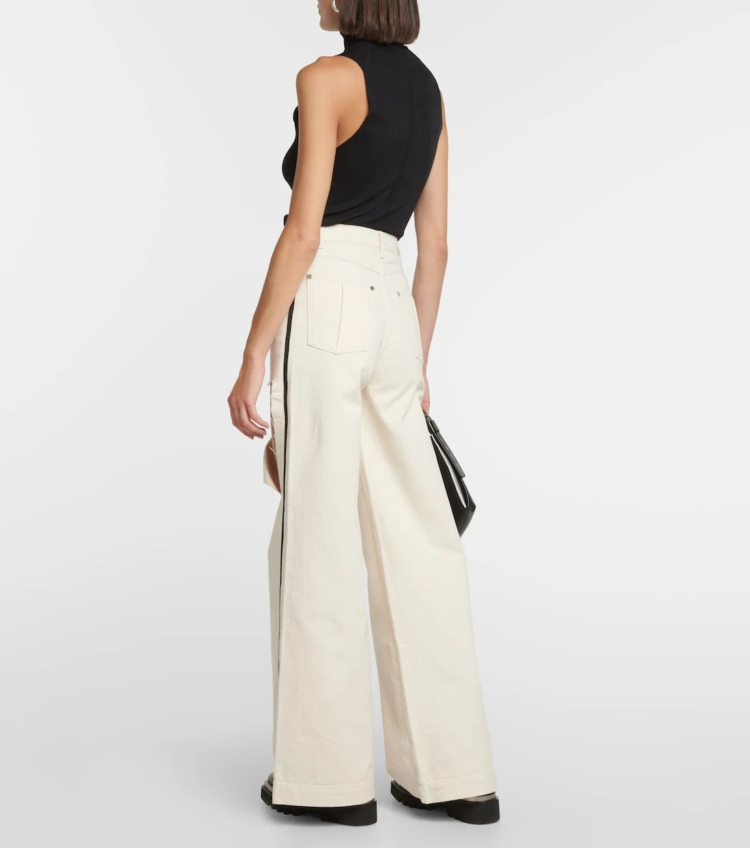Peter Do - Distressed high-rise wide-leg jeans