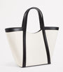 Small Canvas-Leather Embossed Tote Bag