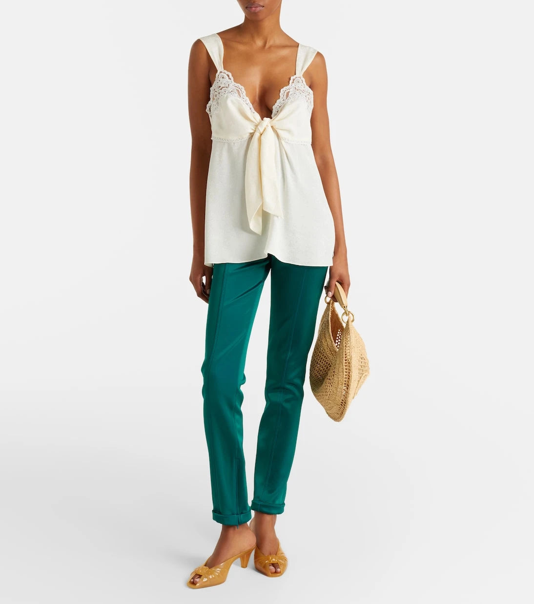 Chloé - Lace-trimmed silk top