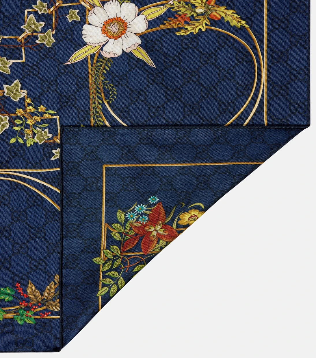 Gucci - GG floral silk twill scarf