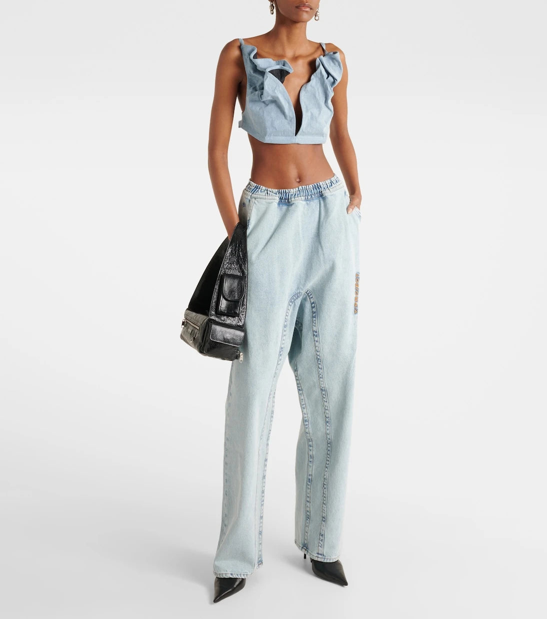 Y/Project - Ruffled denim bra top