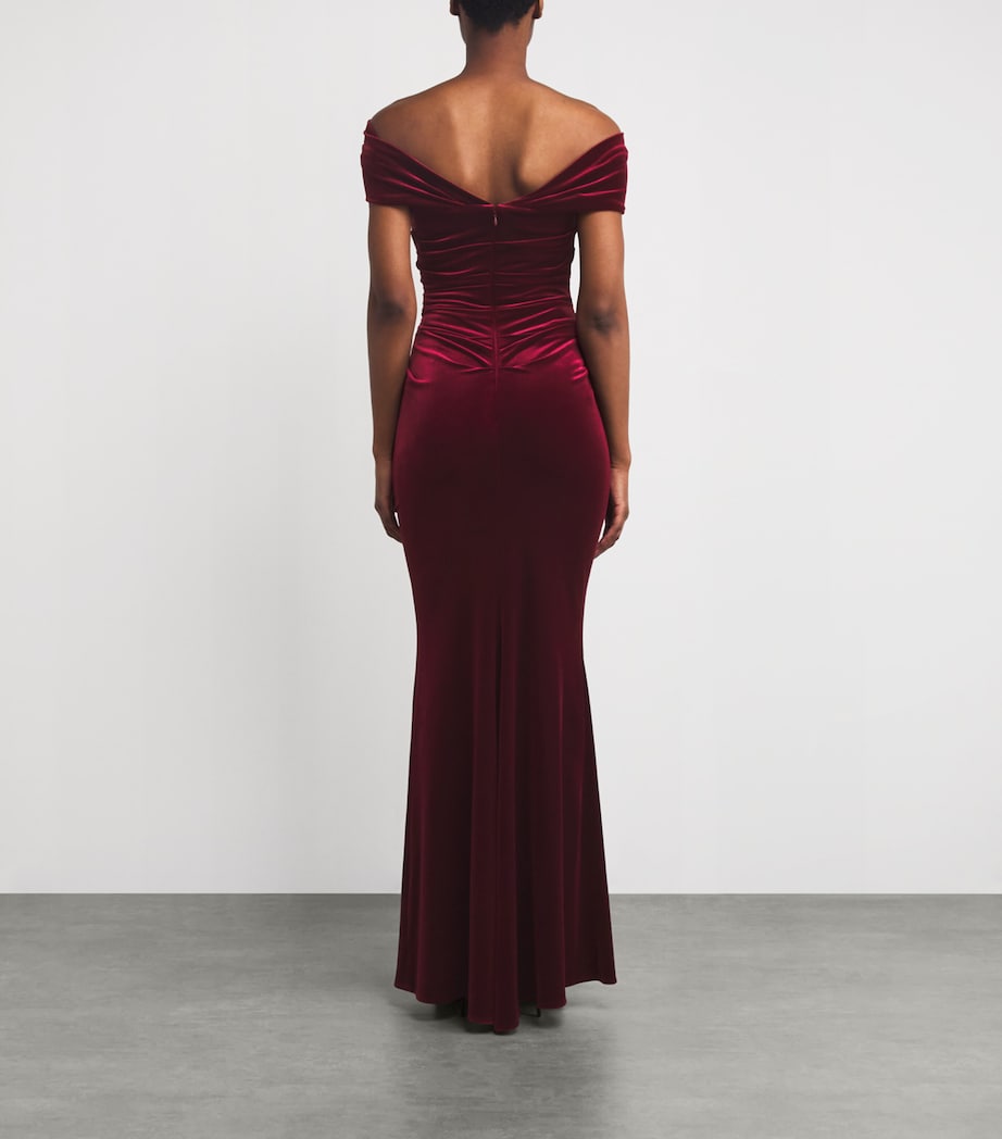 Velvet Off-The-Shoulder Maxi Dress