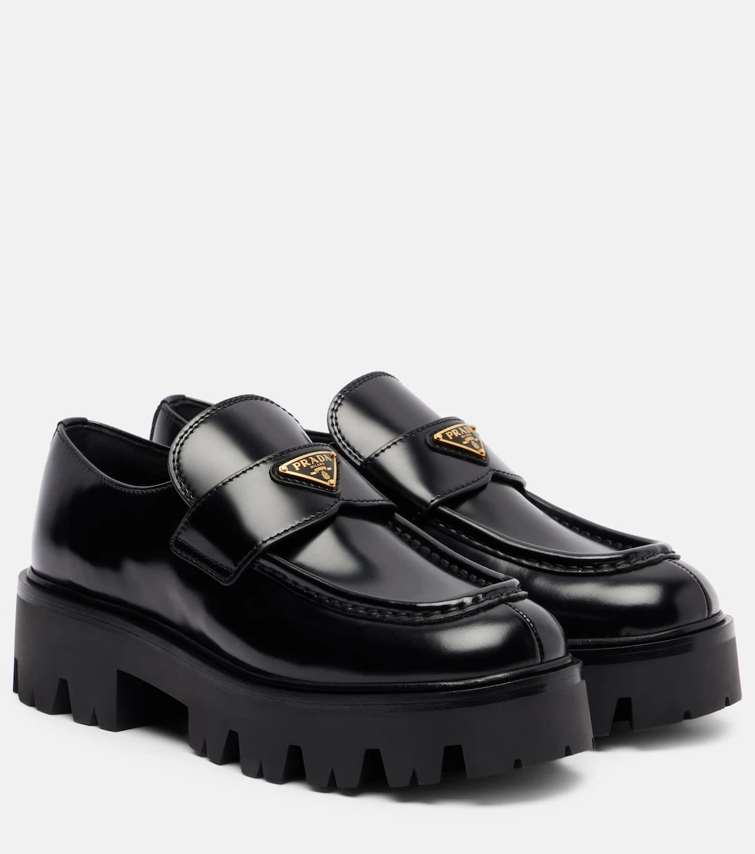 Prada - Logo leather platform loafers