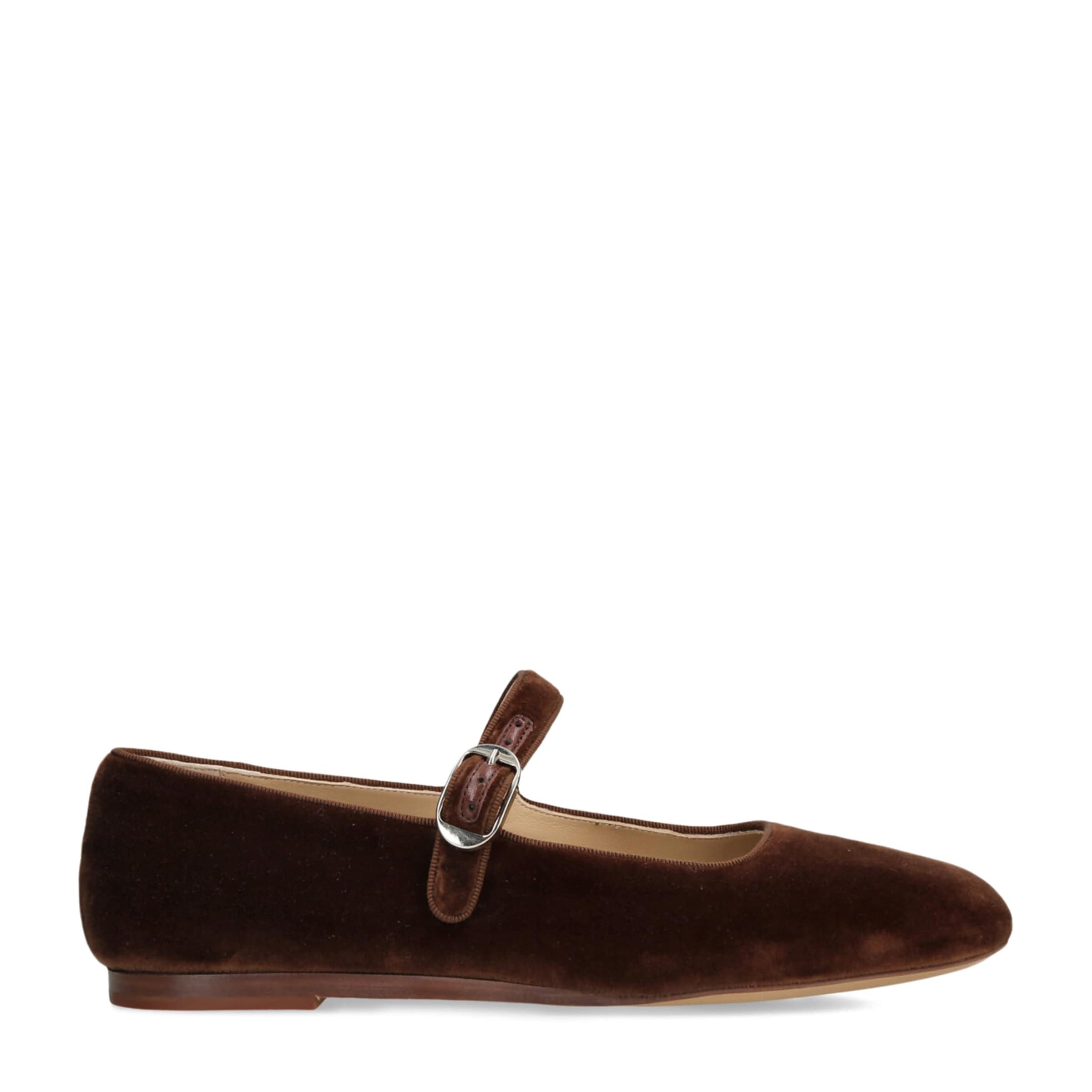 Le Monde Beryl Brown Velvet Mary Jane Ballet Flats
