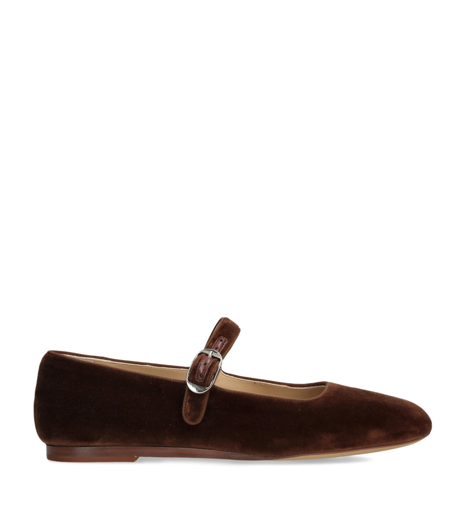 Le Monde Beryl Brown Velvet Mary Jane Ballet Flats