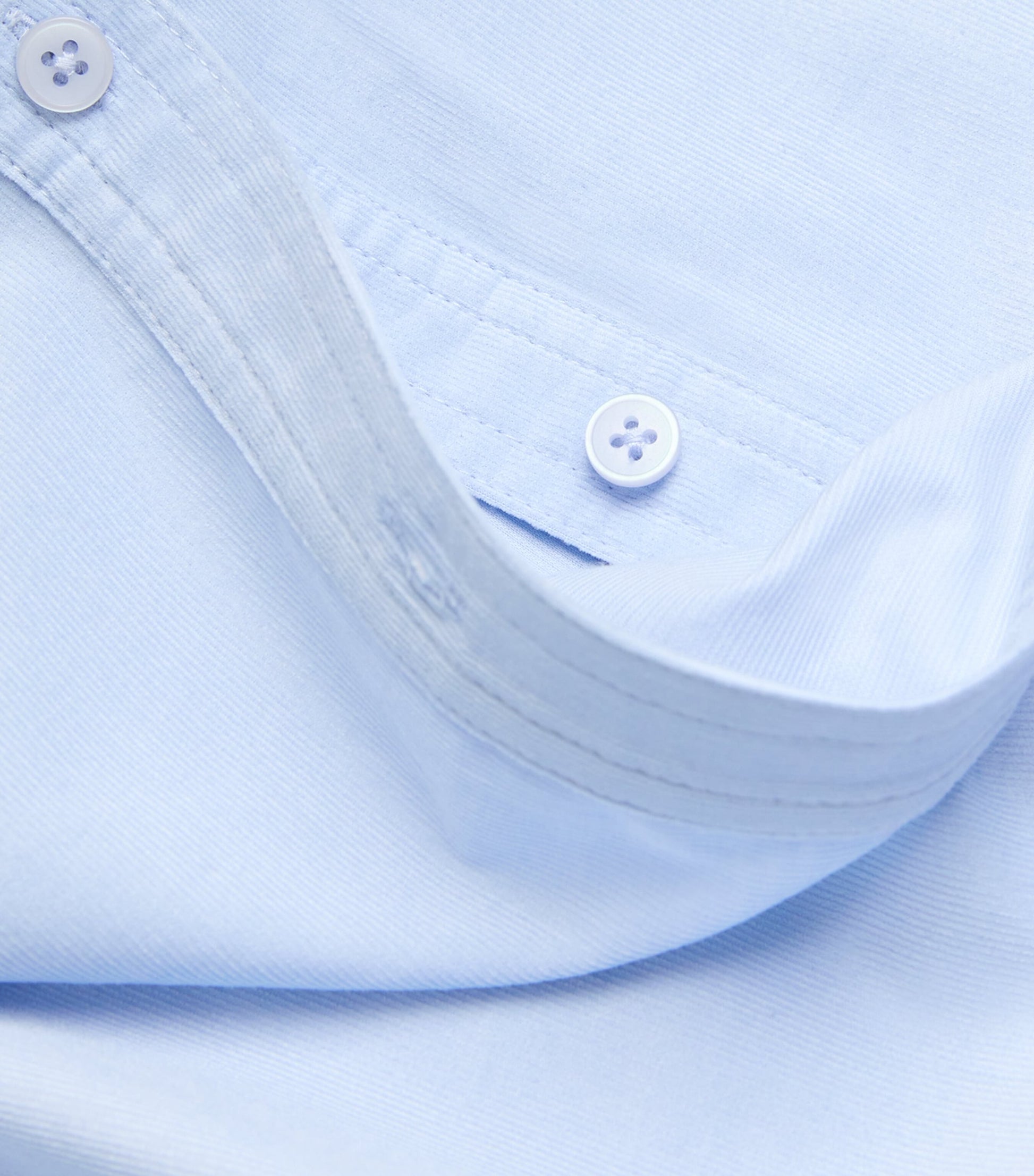 Blue Cotton-Blend Corduroy Blouse