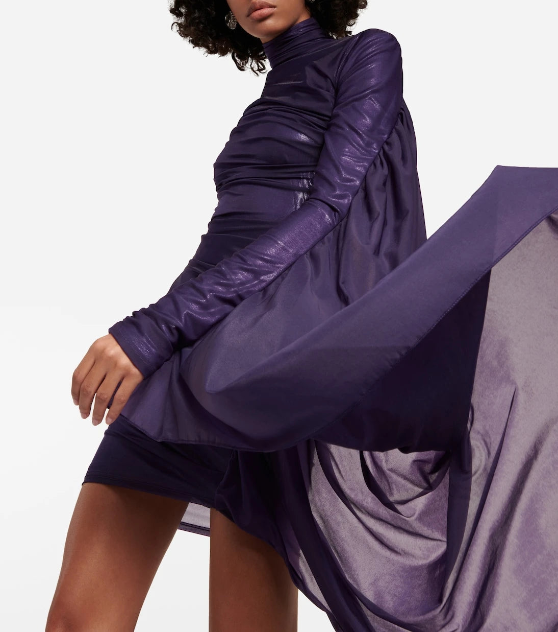 Mugler - Asymmetric draped chiffon minidress