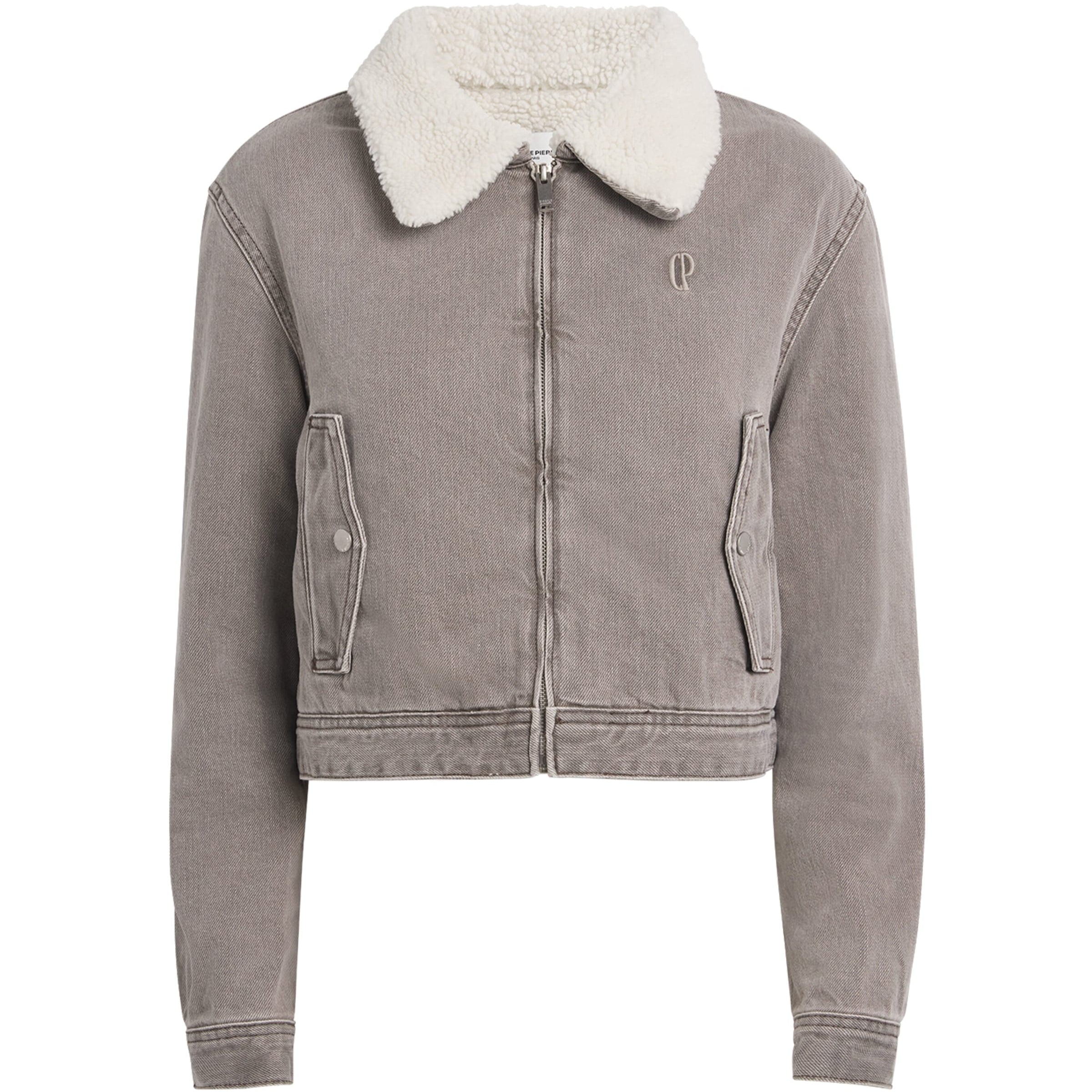 Claudie Pierlot White Fleece-Lined Denim Jacket