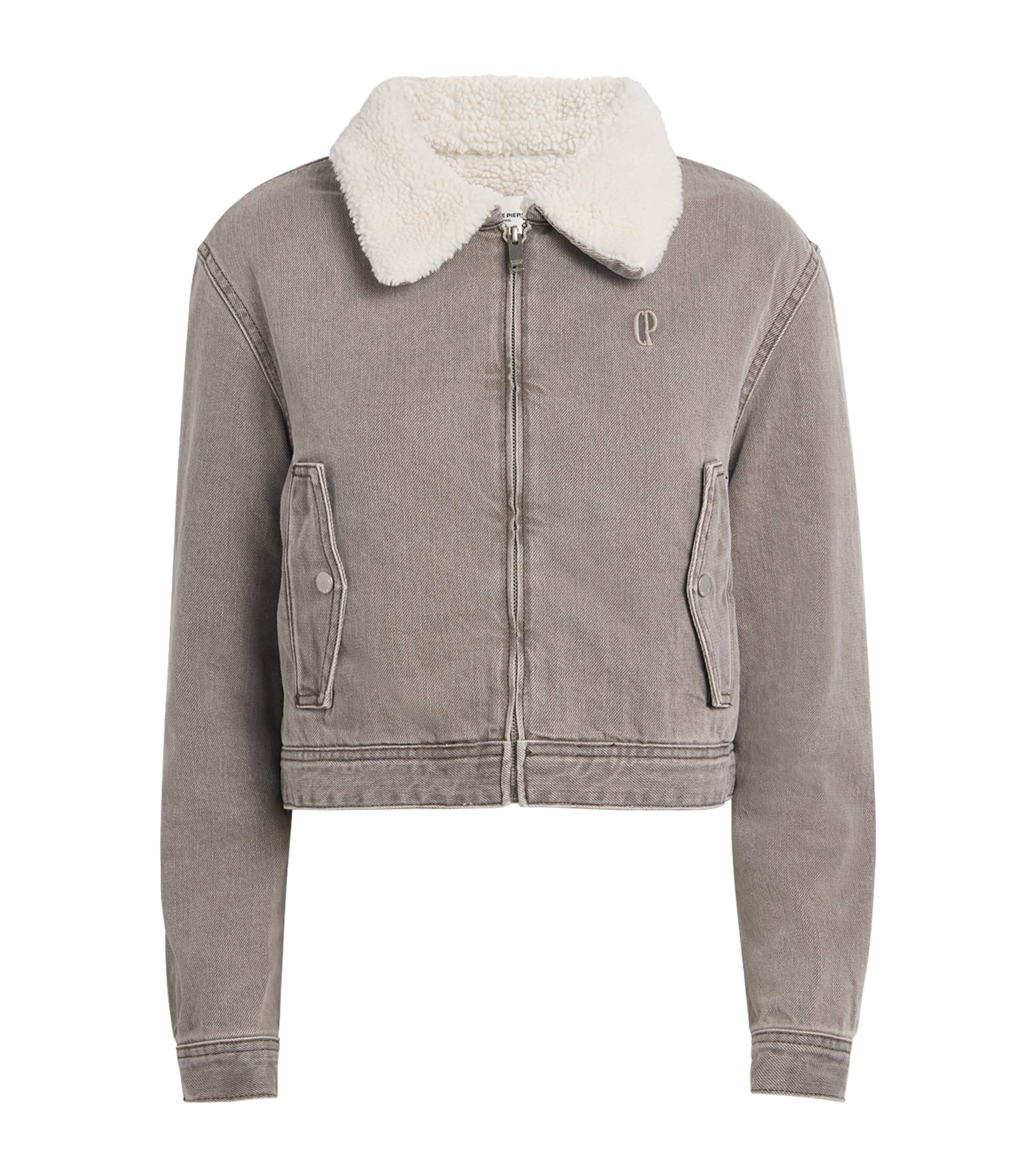 Claudie Pierlot White Fleece-Lined Denim Jacket