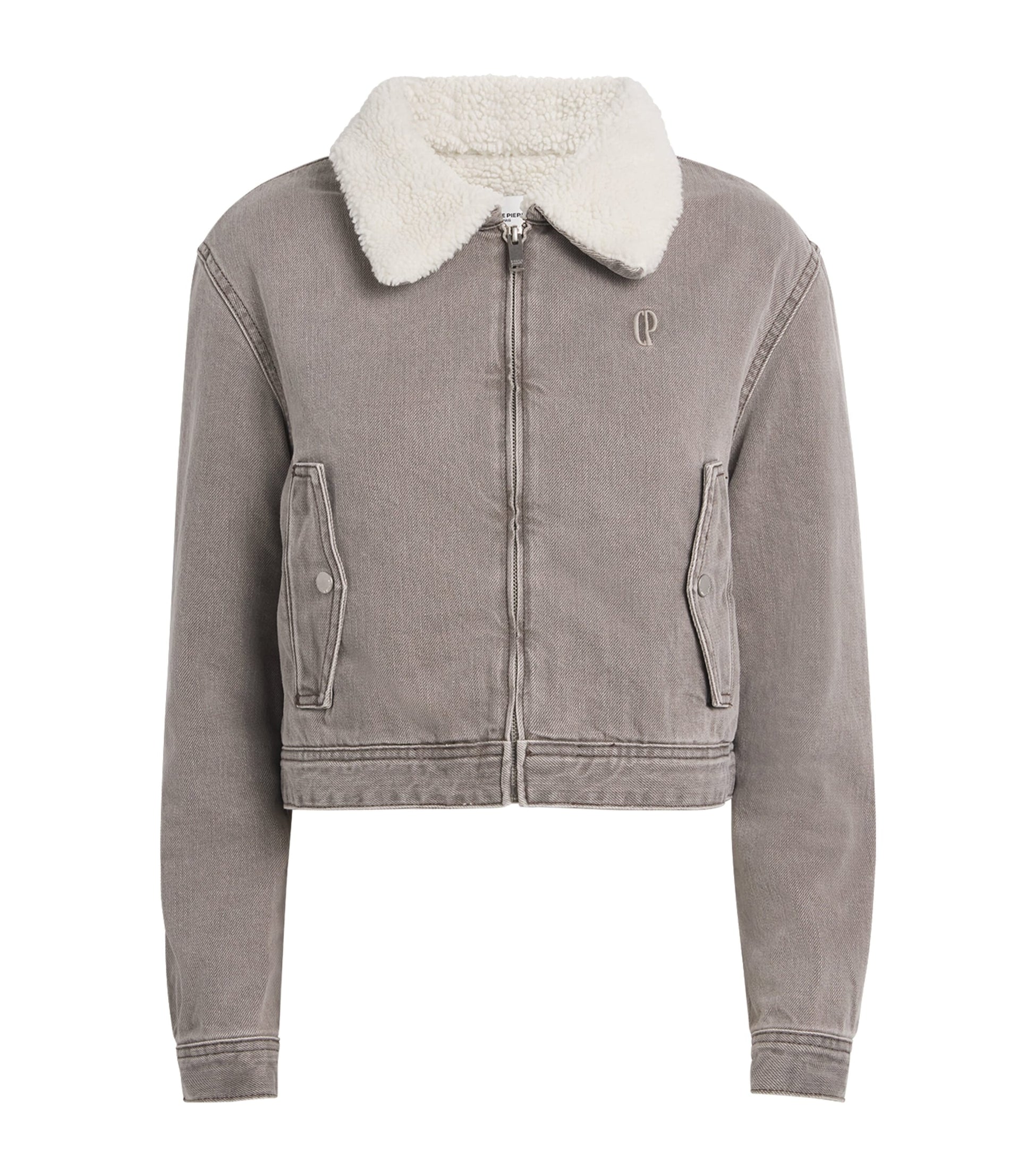 Claudie Pierlot White Fleece-Lined Denim Jacket