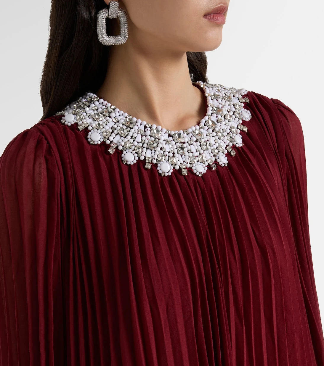 Self-Portrait - Embellished feather-trimmed chiffon maxi dress