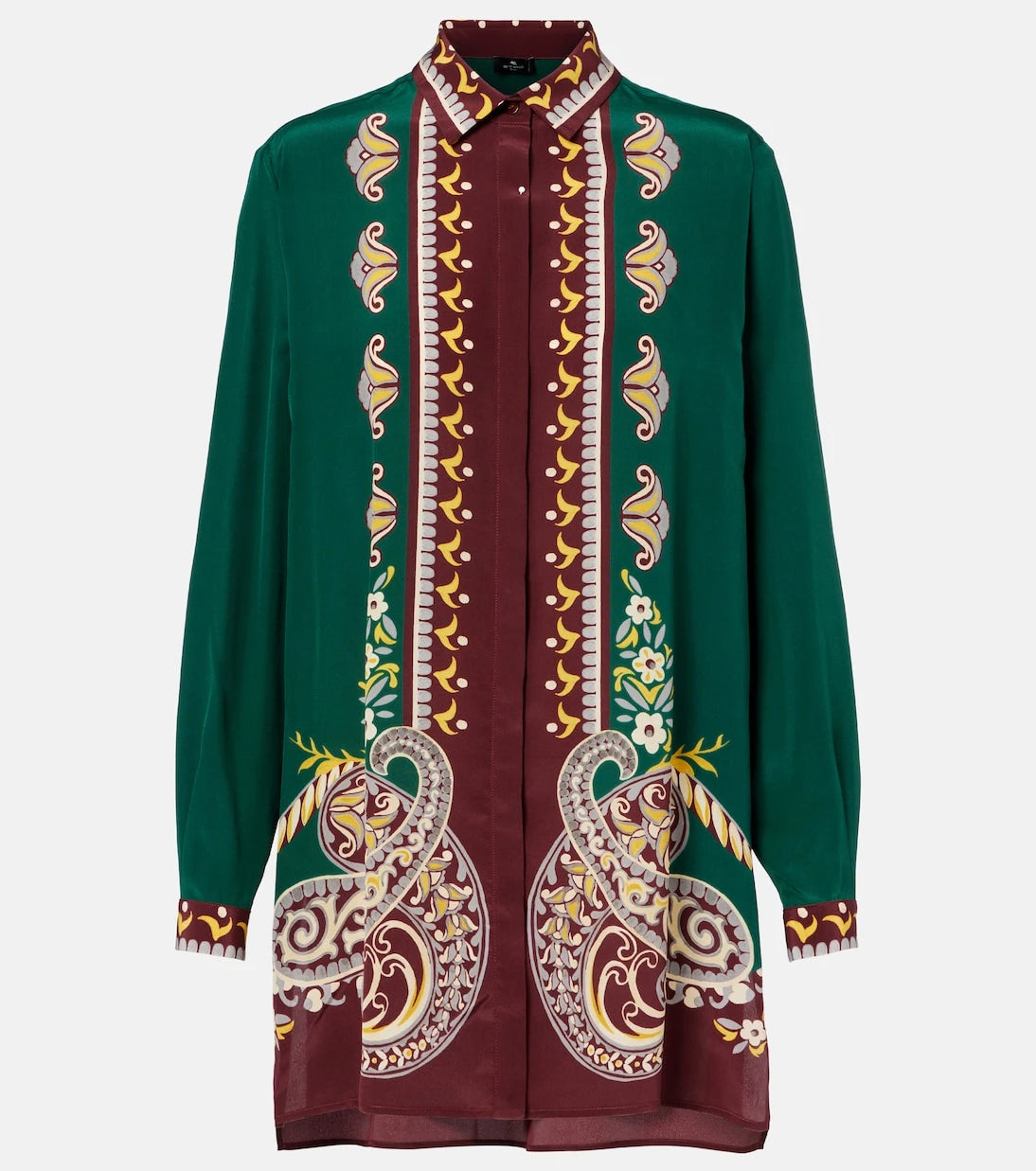Etro - Printed oversized silk shirt