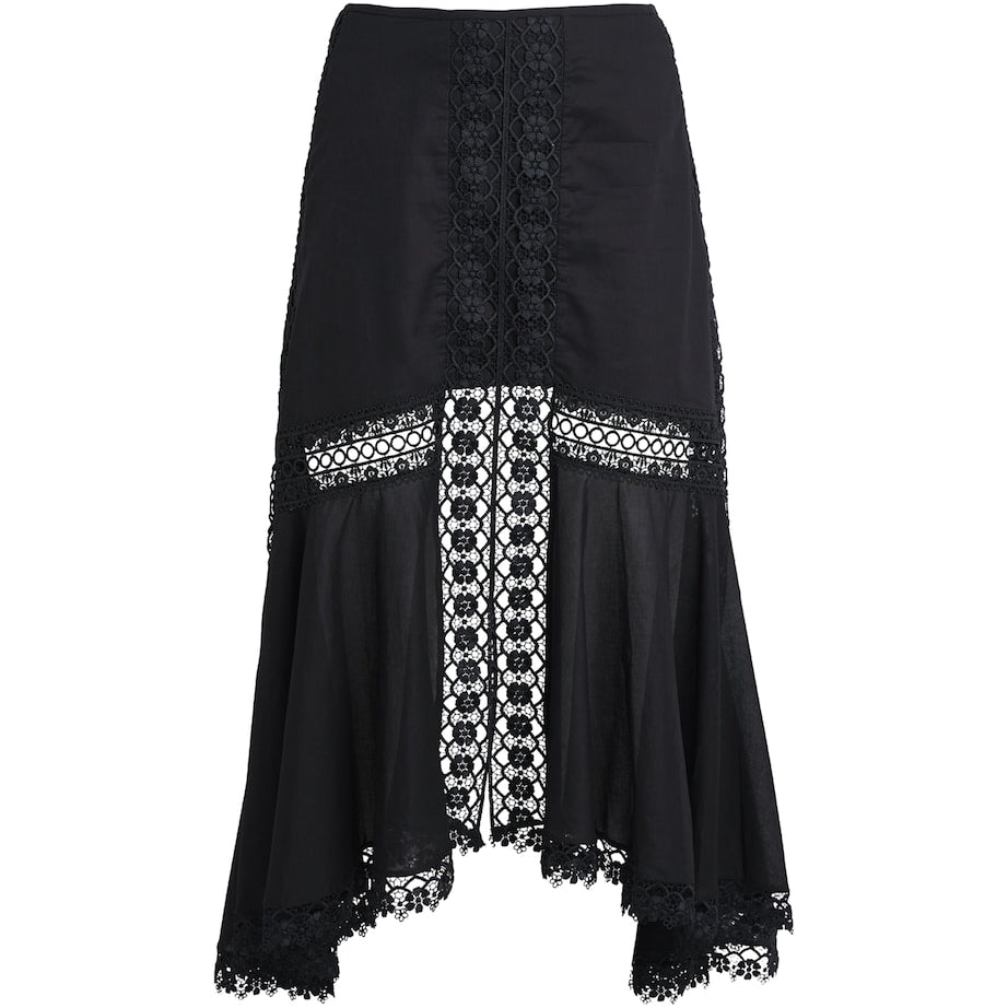 Charo Ruiz Ibiza Green Broderie-Trim Clair Midi Skirt