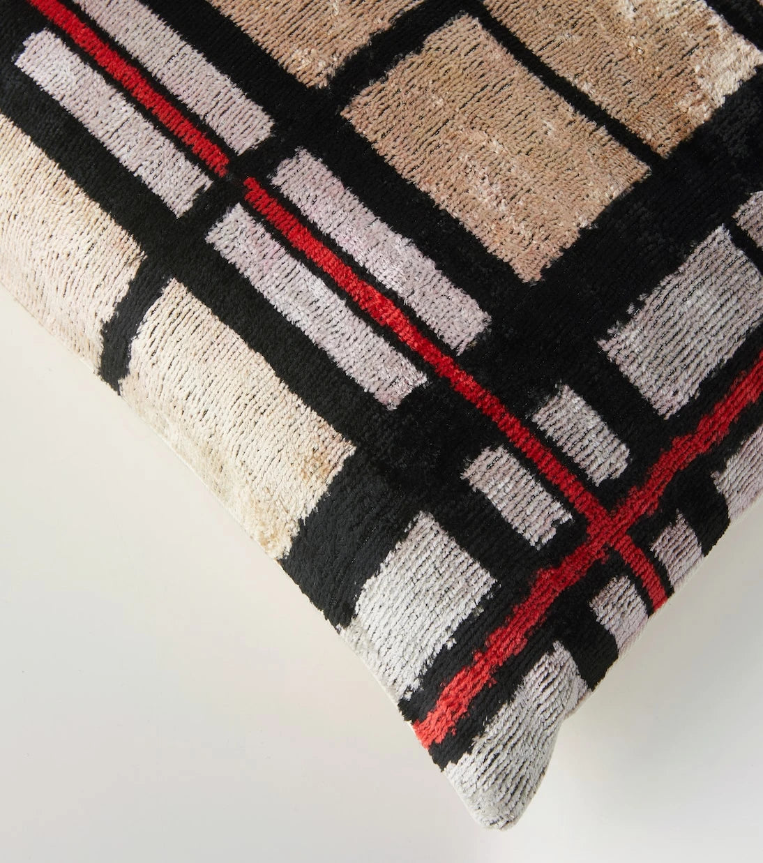 Les-Ottomans - Checked silk velvet cushion