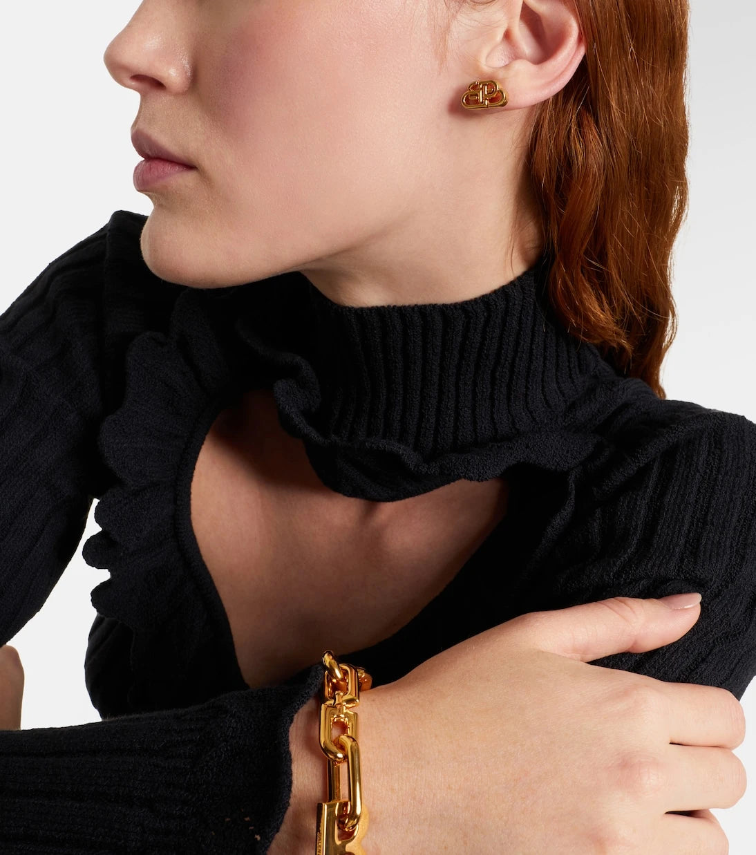 Balenciaga - BB XS gold-plated stud earrings