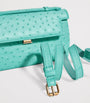 Analeena Blue Ostrich Leather Top-Handle Bag
