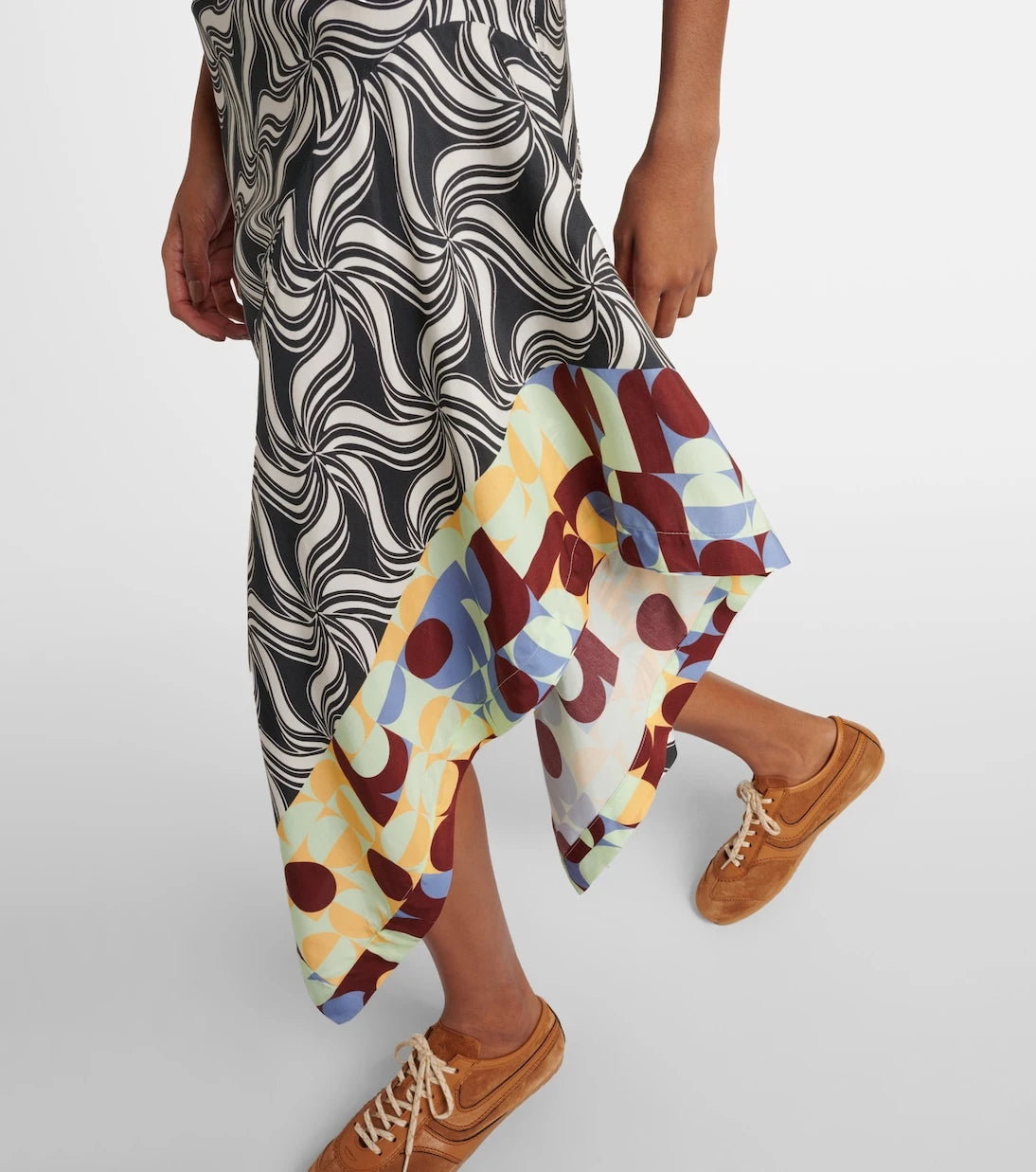 Dries Van Noten - فستان ميدي مطبوع غير متماثل