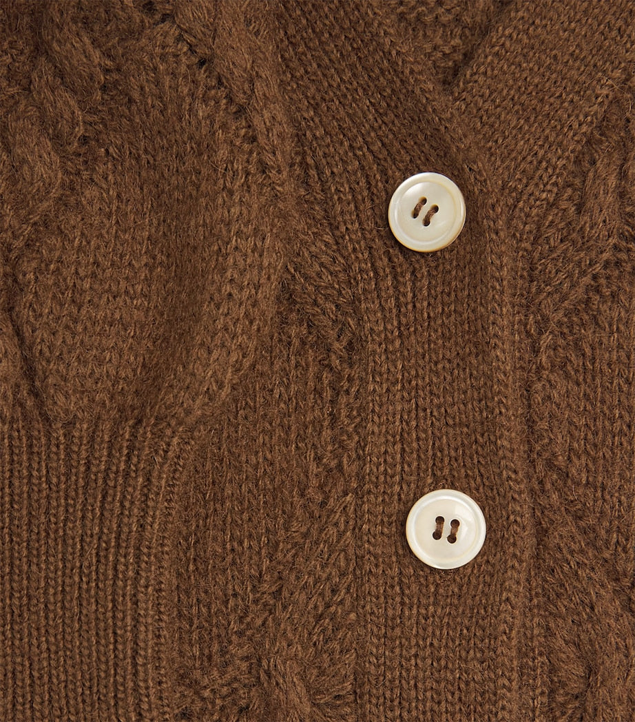 Weekend Max Mara Brown Rope Knit V-Neck Cardigan
