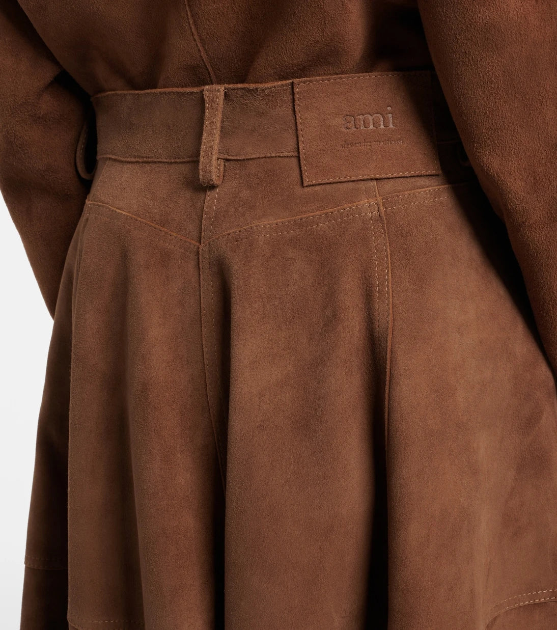 Ami Paris - Pleated suede midi skirt