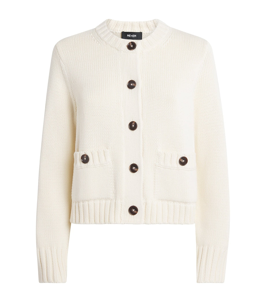 ME+EM Ivory Cotton Cropped Cardigan