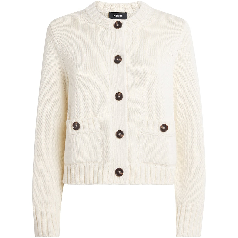 ME+EM Ivory Cotton Cropped Cardigan