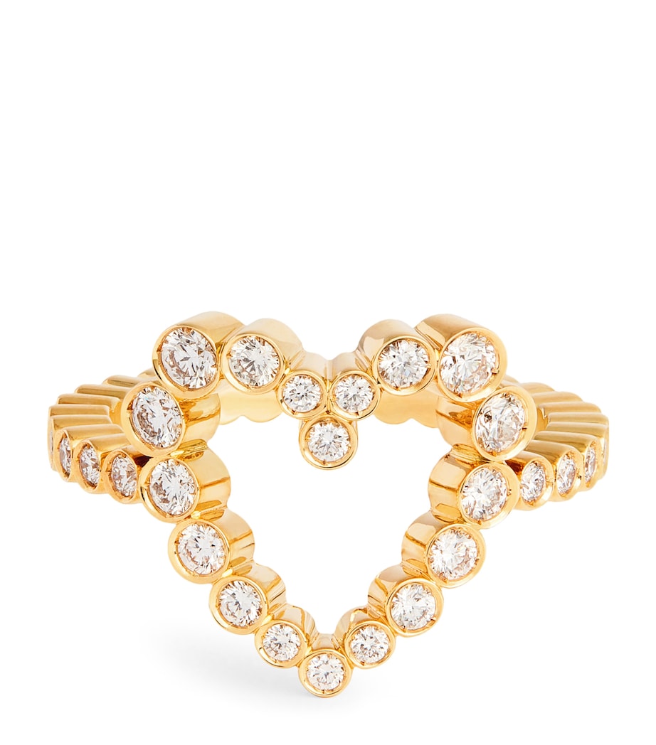 Sophie Bille Brahe Yellow Gold and Diamond Ensemble Heart Ring