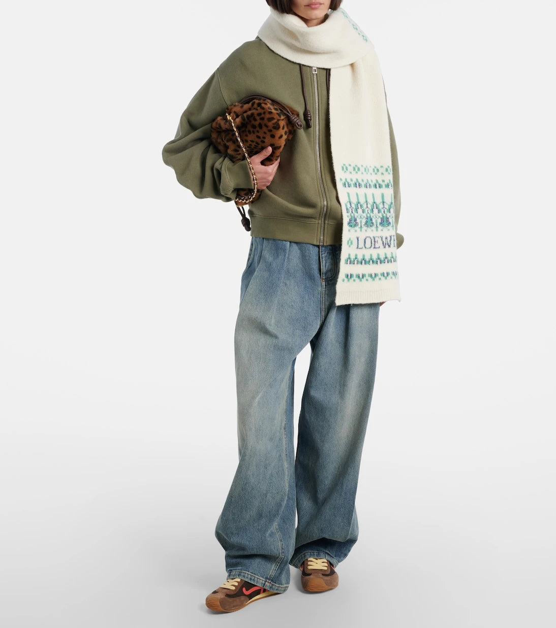 Loewe - Logo sequined wool-blend jacquard scarf