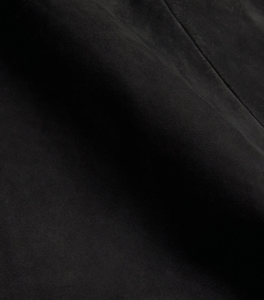 Róhe Black Suede A-Line Midi Skirt