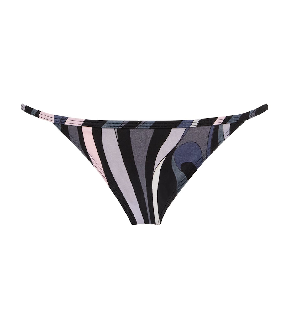 PUCCI Black Marmo Print Triangle Bikini Bottoms