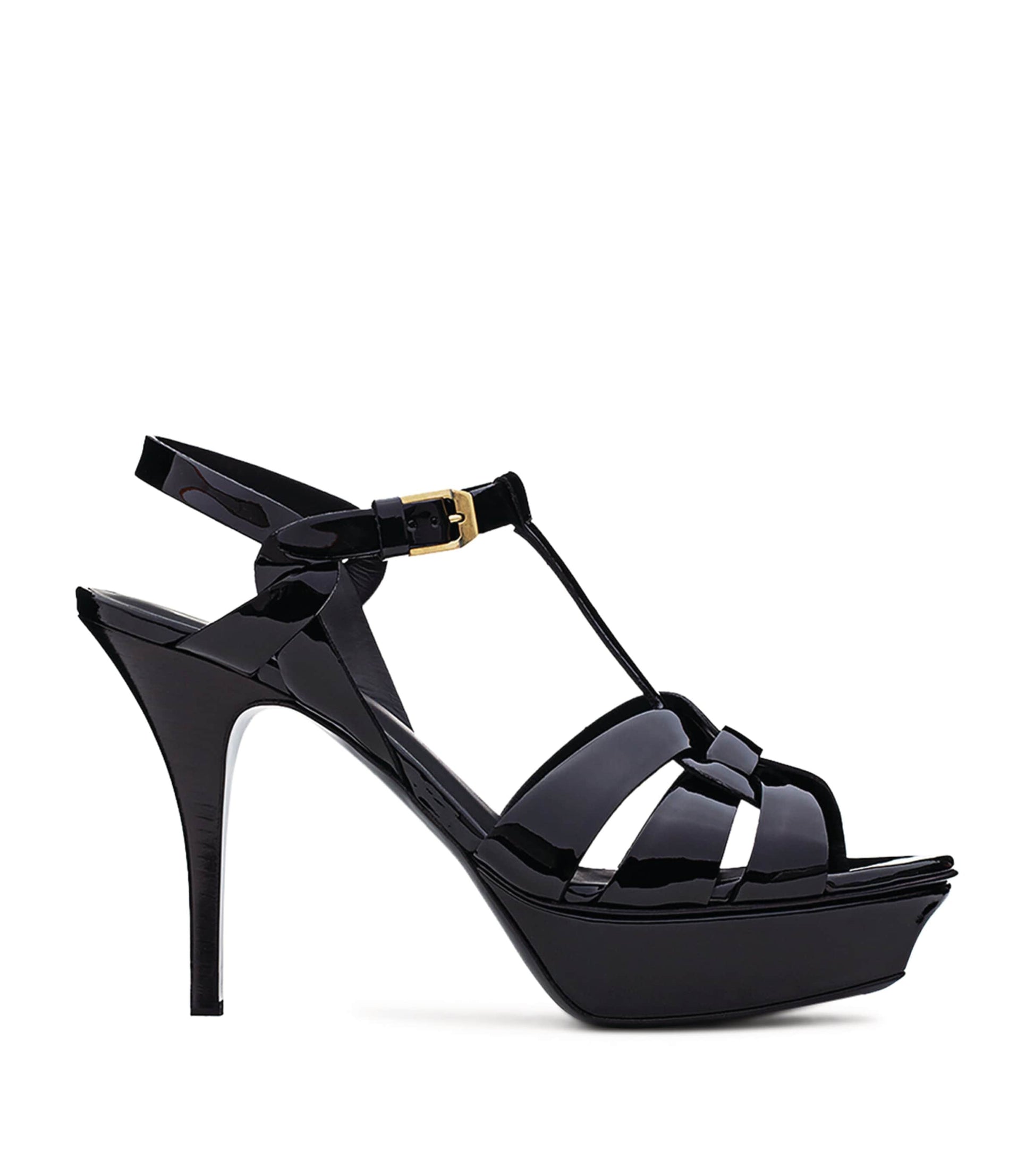 Saint Laurent Black Leather Tribute Platform Sandals 105