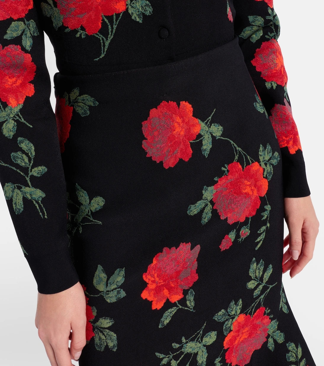 Carolina Herrera - Floral jacquard midi skirt
