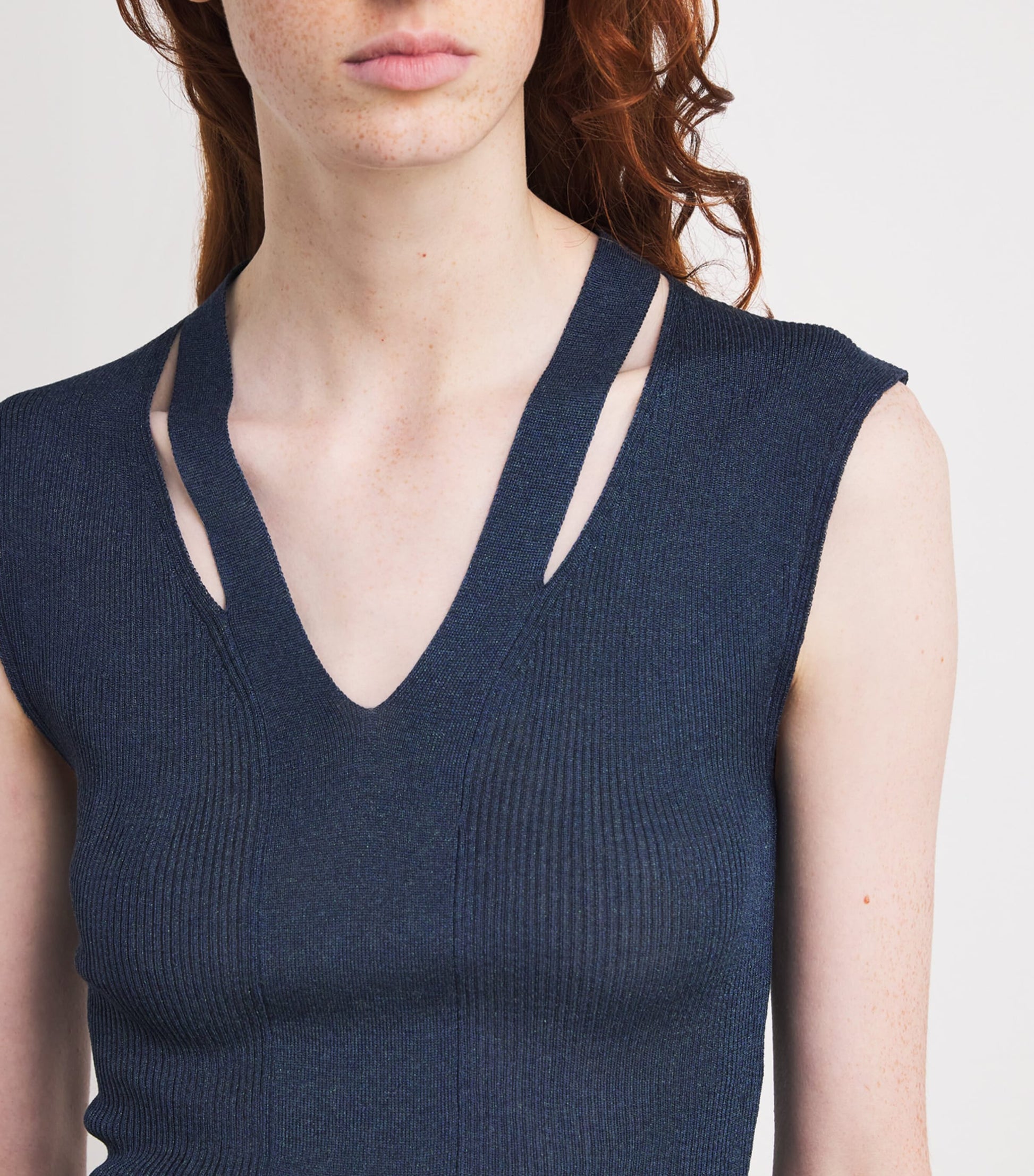 MAX&Co. Blue Knitted Cut-Out Top