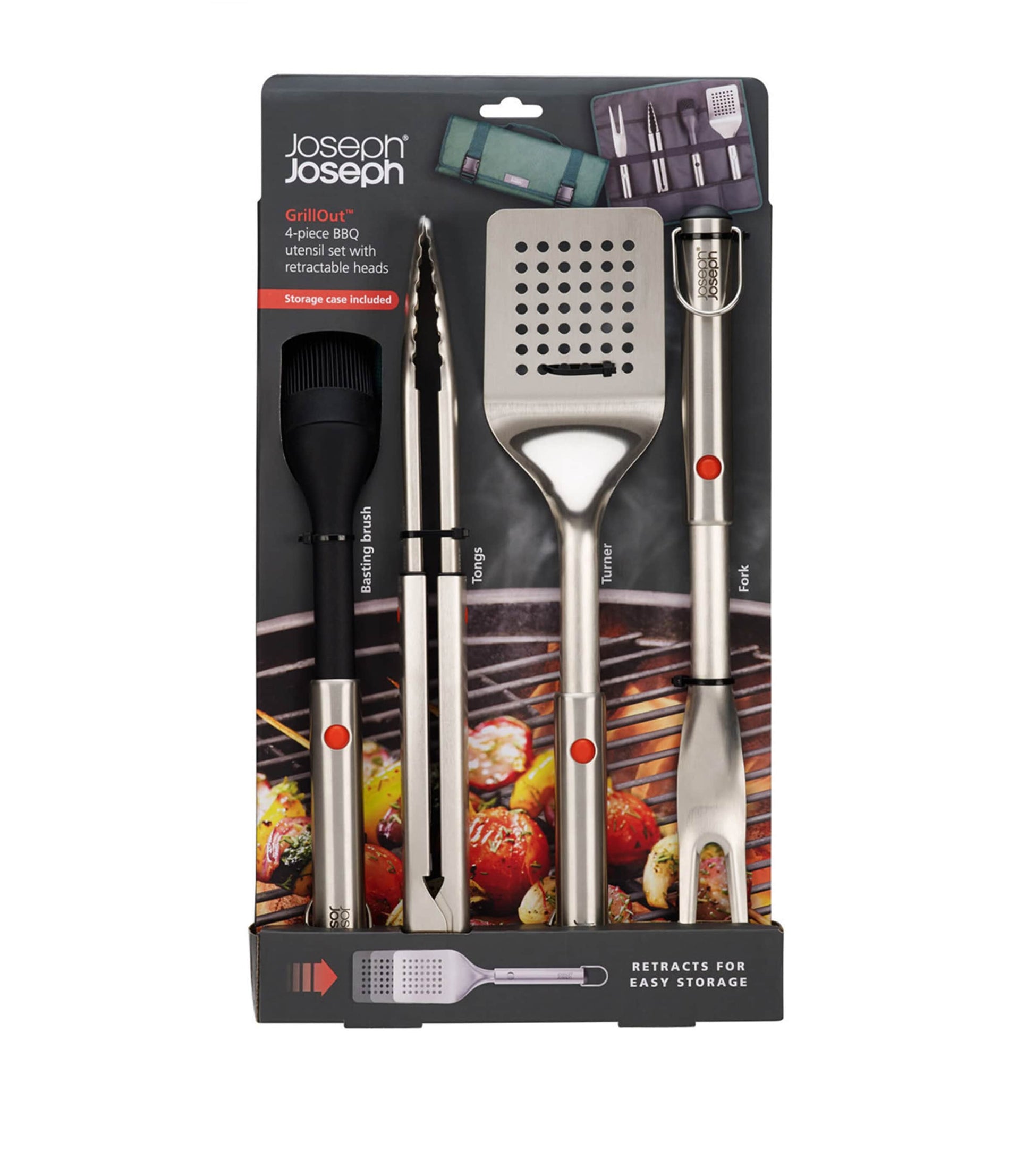 Stainless Steel 4-Piece GrillOut BBQ Utensils Set and Case