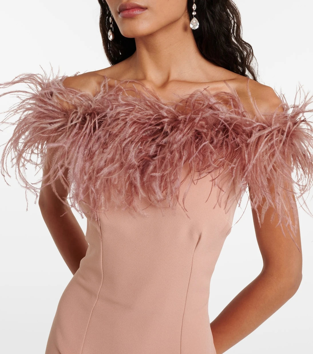 Safiyaa - Feather-trimmed midi dress