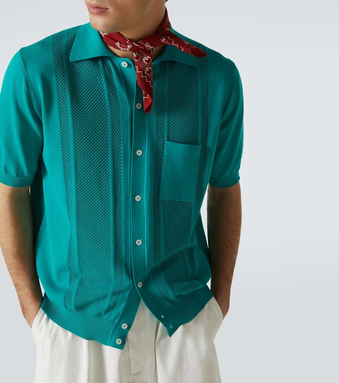 Plan C - Pointelle knitted cotton cardigan