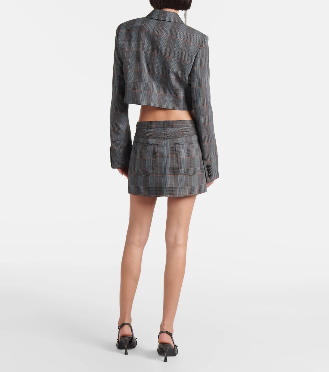 Acne Studios - Jaza ekoseli kırpılmış yün karışımı blazer